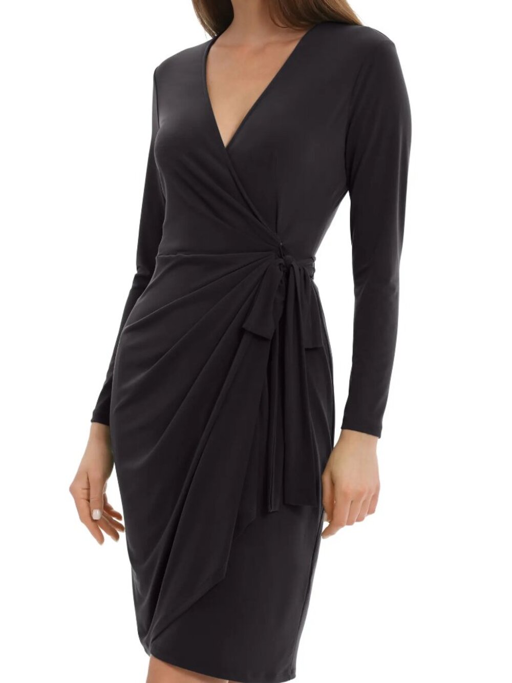 MAGGY LONDON Matte Jersey Long Sleeve Wrap Dress